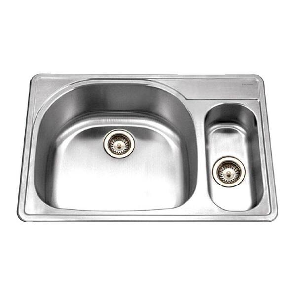 HOUZER Premiere Designer Series Drop-In Stainless Steel 33 in. 1-Hole Double Basin Kitchen Sink