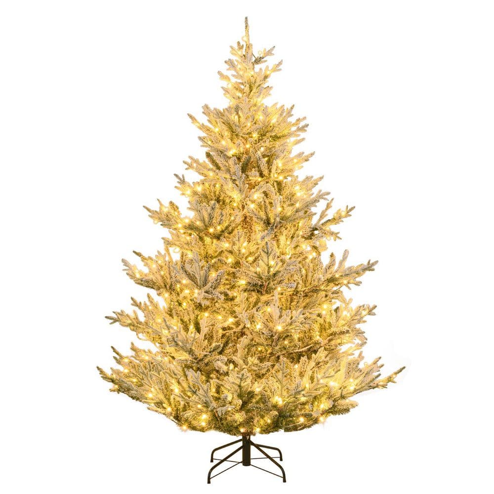 7 ft. Pre-Lit Artificial Christmas Tree Hinged Snow Flocked Xmas Tree price history on PriceWatchPro