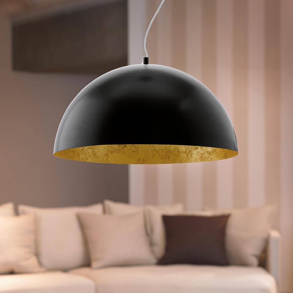 Gaetano Black and Gold LED Bowl Pendant Light