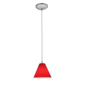 Martini 1-Light Brushed Steel Shaded Pendant Light with Glass Shade