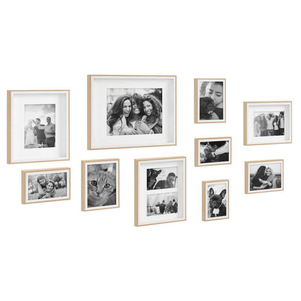 Kate and Laurel Gibson 14.00 in. x 11.00 in. White/Natural Picture Frame (Set of 10) 221588 - The Home Depot