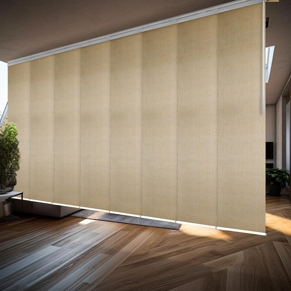 EMOH Leilani 130 in. - 175 in. W x 94 in. L Adjustable 8- Panel White Double Rail Panel Track with 23.5 in. Slates