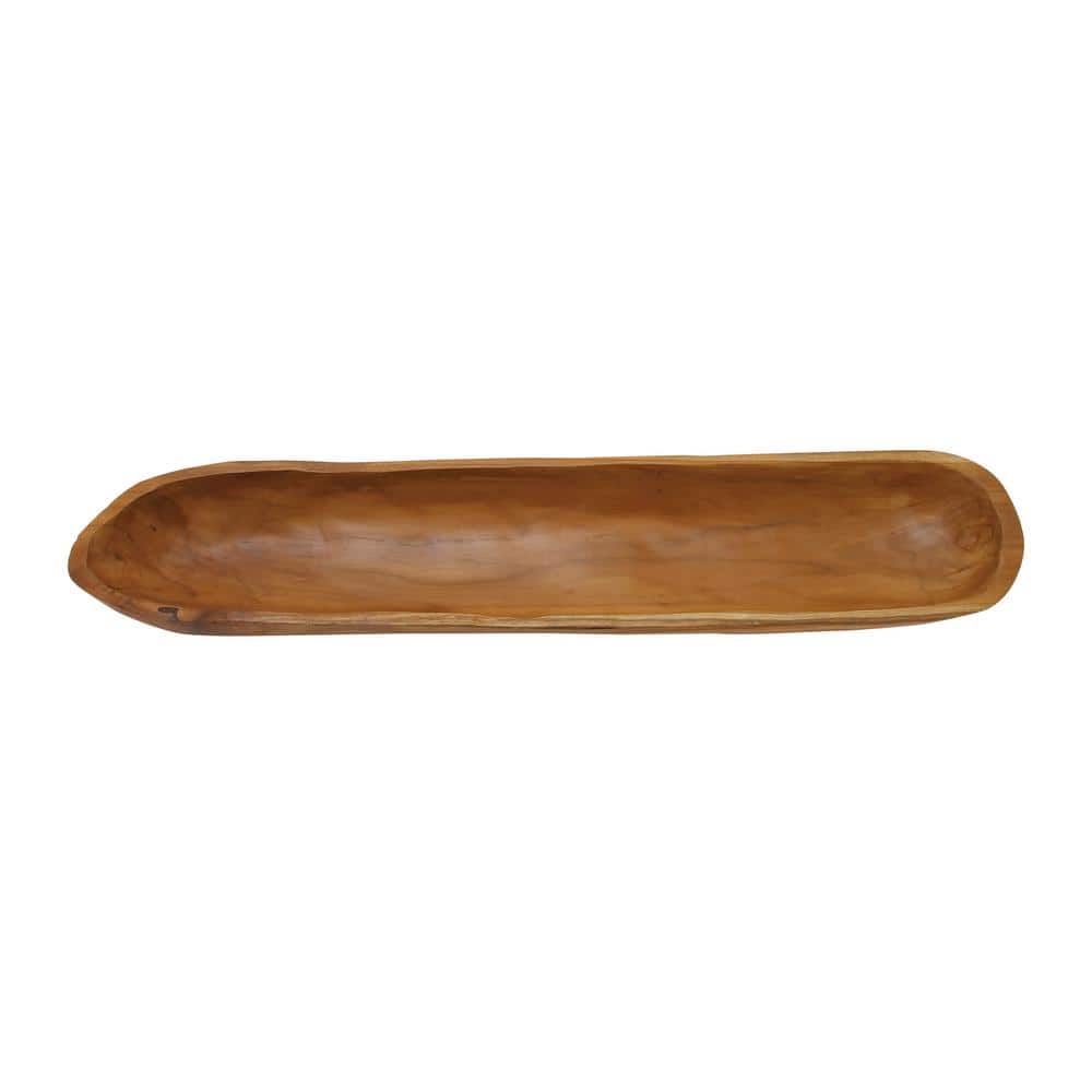 Handmade Teak Wood Live Edge Oval Serving Tray