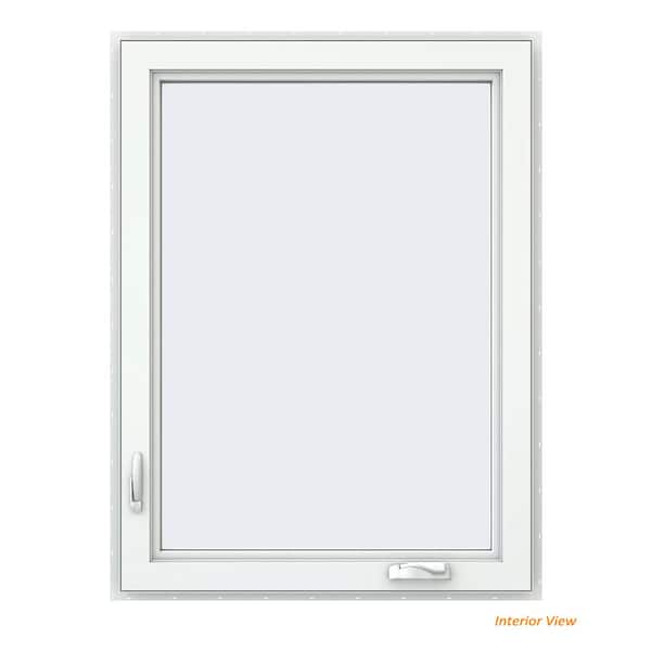 JELD-WEN 36 in. x 48 in. V-4500 Series Black Exterior/White Interior FiniShield Vinyl Left-Handed Casement Window w/Mesh Screen