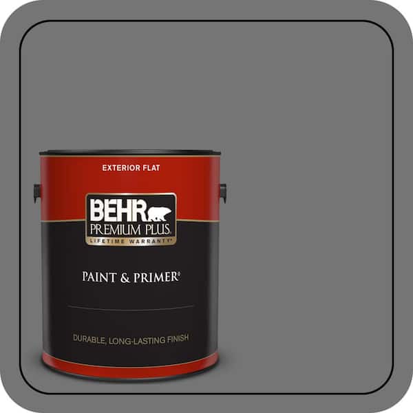 BEHR PREMIUM PLUS 1 gal. #N520-5 Iron Mountain Flat Exterior Paint & Primer