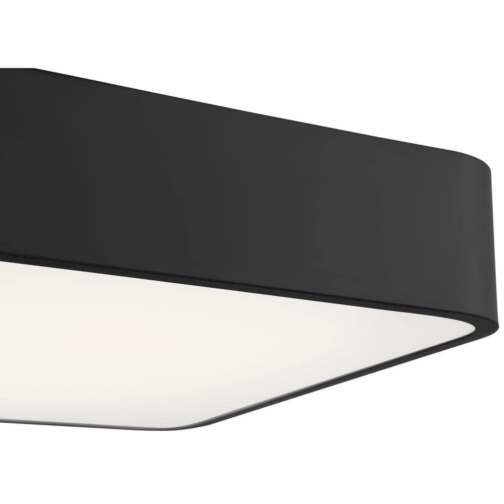 Contemporary White Glass Square LED Flush Mount, 19.75"