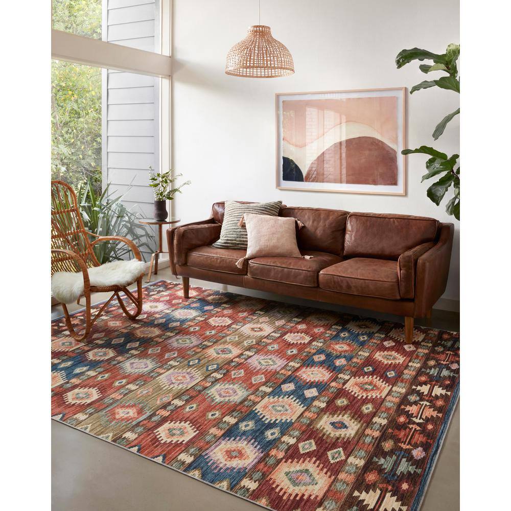 Rectangular Blue Synthetic Stain-Resistant Area Rug, 27" x 45"