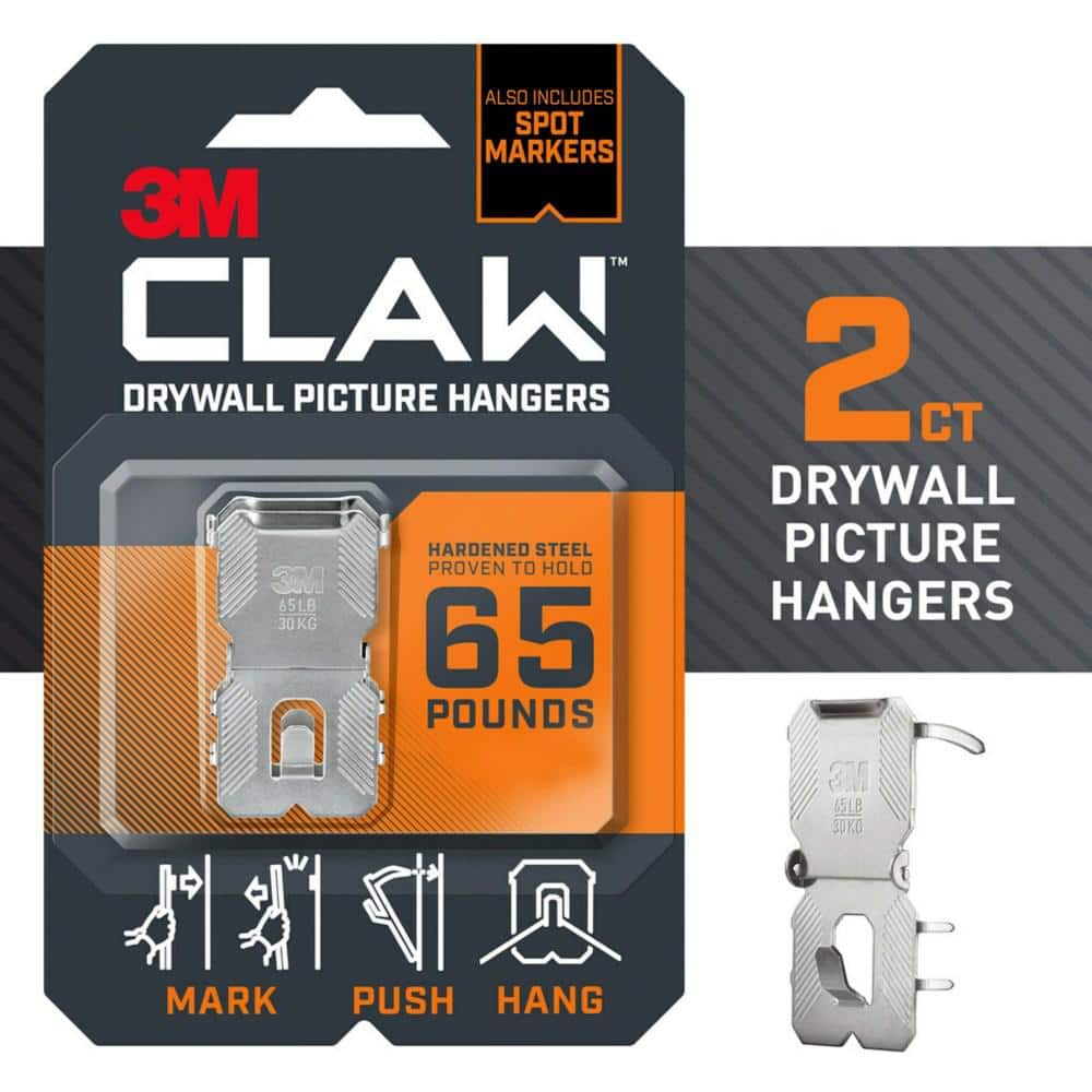 3M CLAW 65 lbs. Drywall Picture Hanger with Spot Markers (Pack of 2-Hangers  and 2-Markers) 3PH65M-2ES - The Home Depot