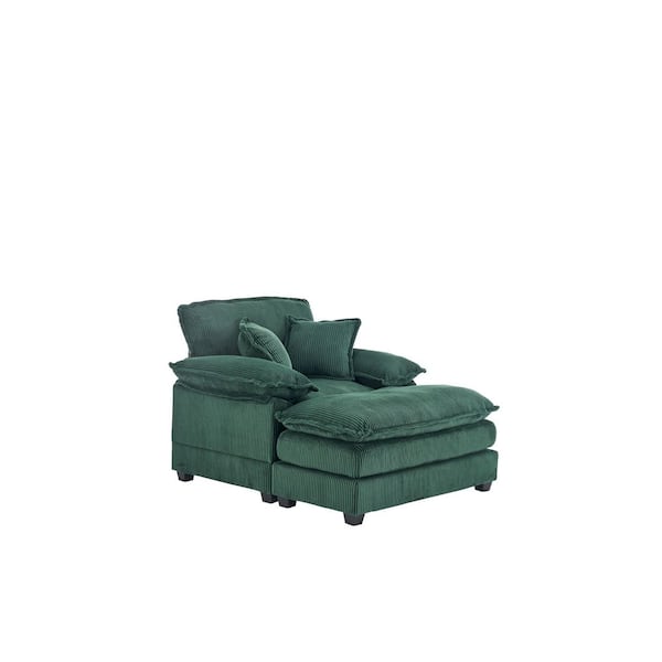 Z-joyee 81.9 in Wide Rolled Arm Velvet Modern Rectangle Sofa in Green