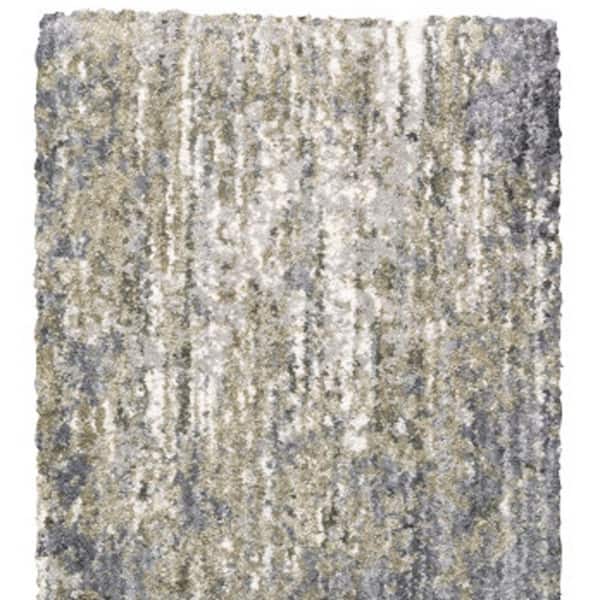 2 X 8 Gray, Ivory Abstract Washable Area Rug Runner Rug