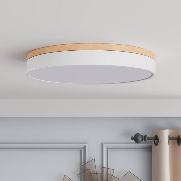 aiwen 15.74 in. 36-Watt Modern Round Wood Integrated LED aiwen 15.74 in. 36-Watt Modern Round Wood Integrated LED