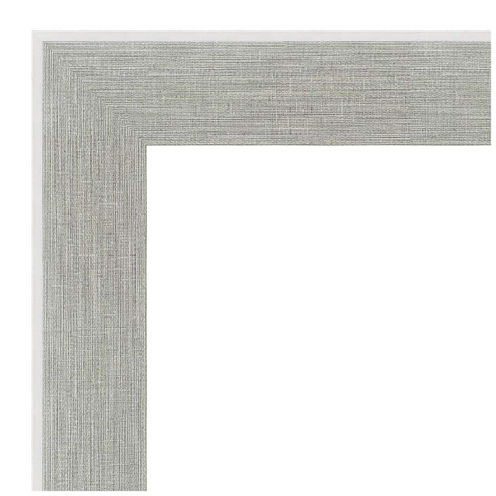 Glam Silver Rectangular Wall Mirror with Linen Frame