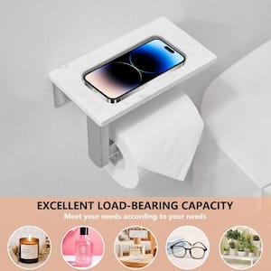 Marble Wall Mounted Single Post Toilet Paper Holder Non-Slip Tissue Roll Holder for Bathroom in Vibrant Brushed Nickel