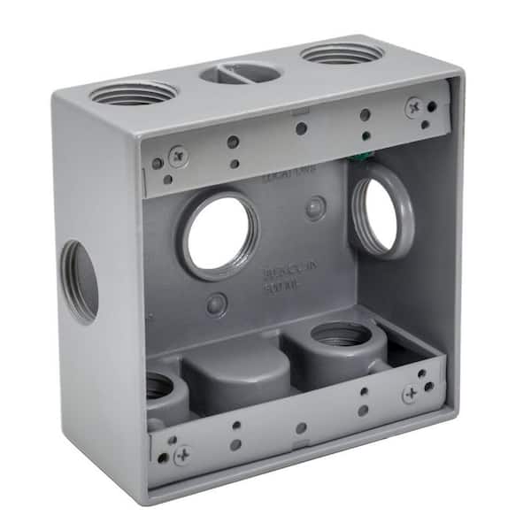 Southwire 3/4 in. Weatherproof 7-Hole Side Opening Double Gang Electrical Box