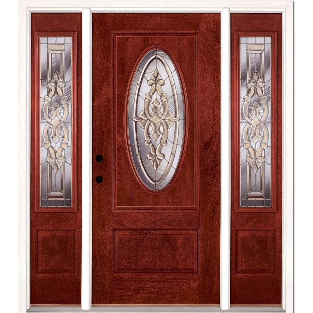 59.5 in.x81.625in.Silverdale Zinc 3/4 Oval Lt Stained Cherry Mahogany Rt-Hd