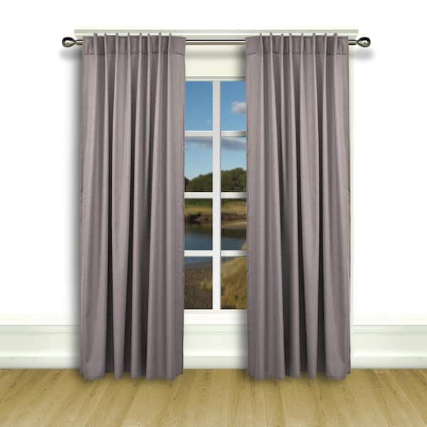 RICARDO Grey Woven Rod Pocket Room Darkening Curtain - 56 in. W x 84 in. L