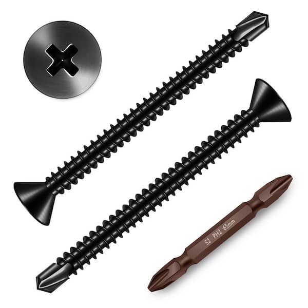 #8 x 2 in. Black Oxide 410 Stainless Steel Phillips Flat Head Self Drilling Sheet Metal Screws (150-Pack)