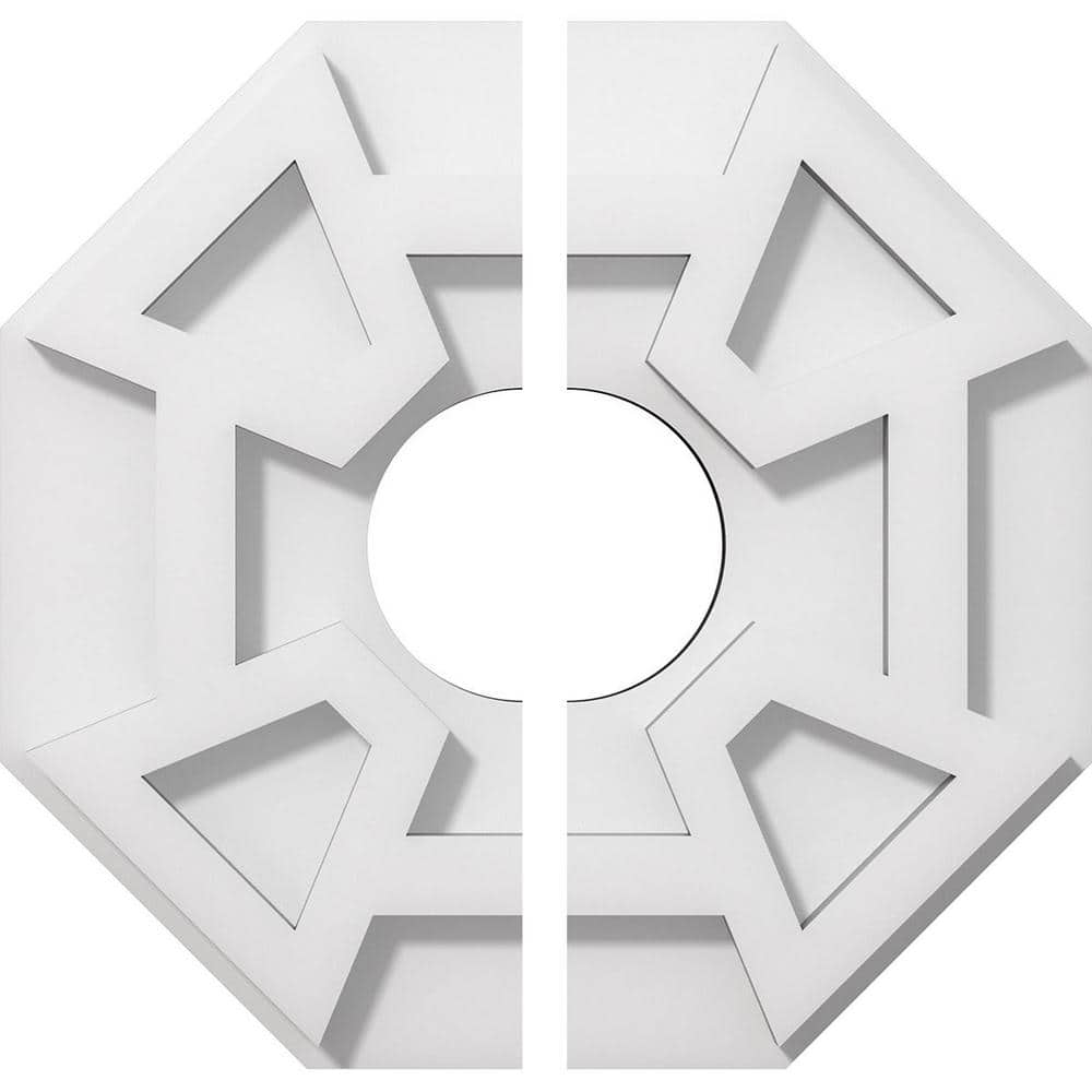 10" White PVC Contemporary Two-Piece Ceiling Medallion