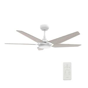 Voyager 52 in. Dimmable LED Indoor/Outdoor White Smart Ceiling Fan with Light/Remote, Works with Alexa/Google Home