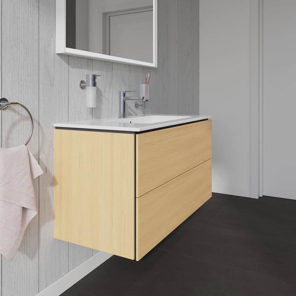 Natural Oak Wall Mounted Single Bathroom Vanity Base