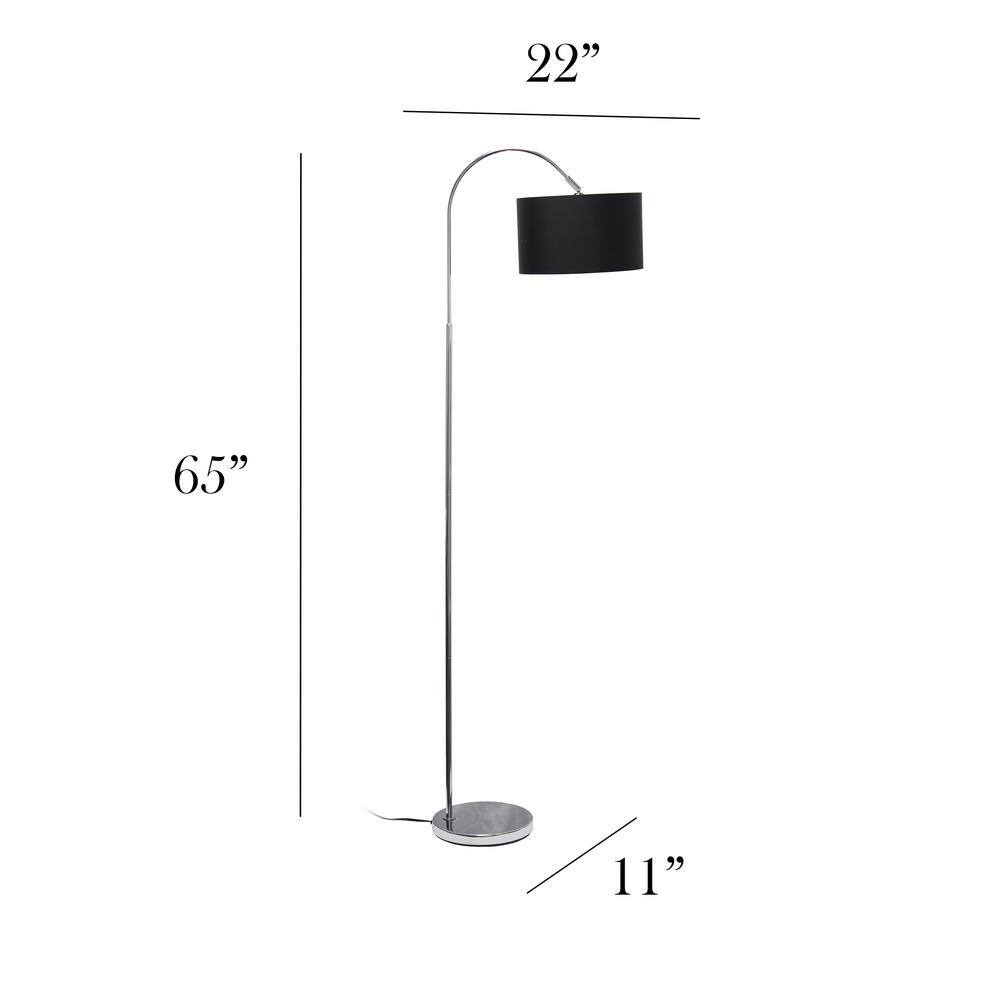 66" Brushed Nickel Arched Floor Lamp with Black Fabric Shade