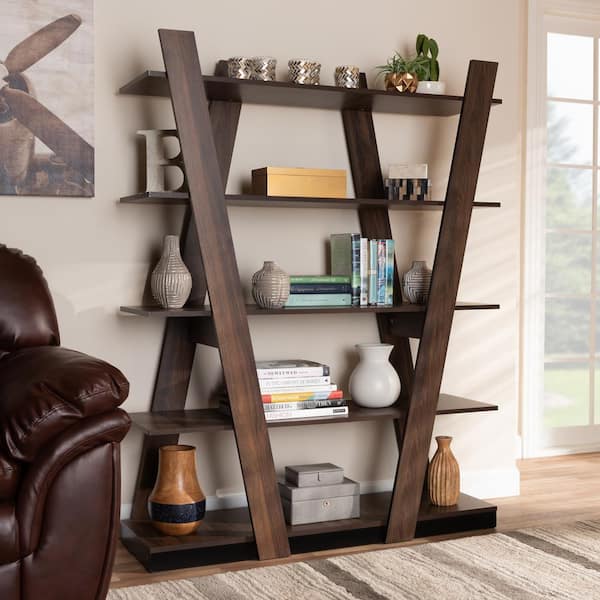 Baxton Studio Michio Walnut Etagere Bookcase 168 10767 HD The