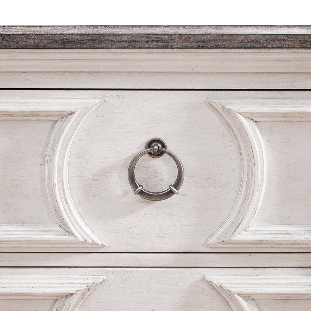 Antique White and Charcoal 2-Drawer Wood Nightstand