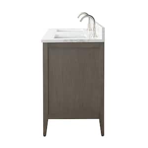 72 in. W. x 22 in. D x 34 in. H Double Sink Bathroom Vanity Cabinet Driftwood Gray with Engineered Marble Top in White