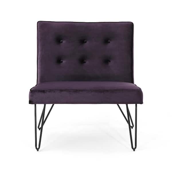 Noble House Darrow Modern Tufted Blackberry Velvet Armless Chair