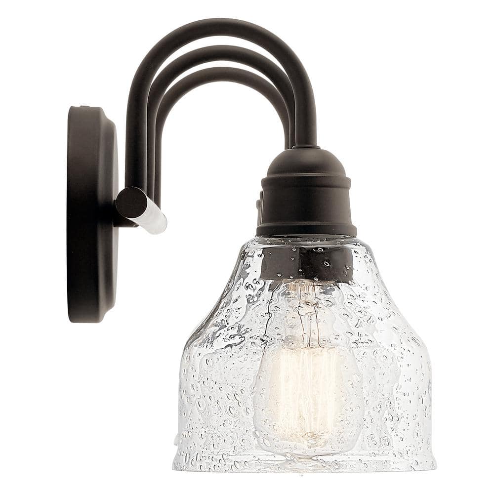 Avery Distressed Bronze 3-Light Vanity with Clear Seeded Glass