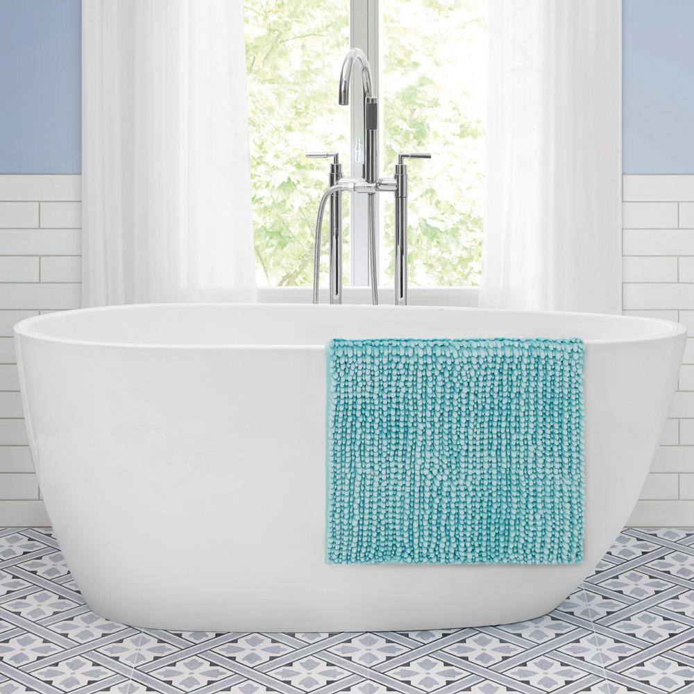 Seaspray Blue Polyester Chenille 2-Piece Bath Mat Set
