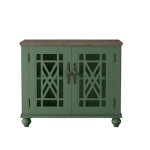 Vintage Green MDF 38 in. Storage Buffet Sideboard with Floral Pattern Design Door