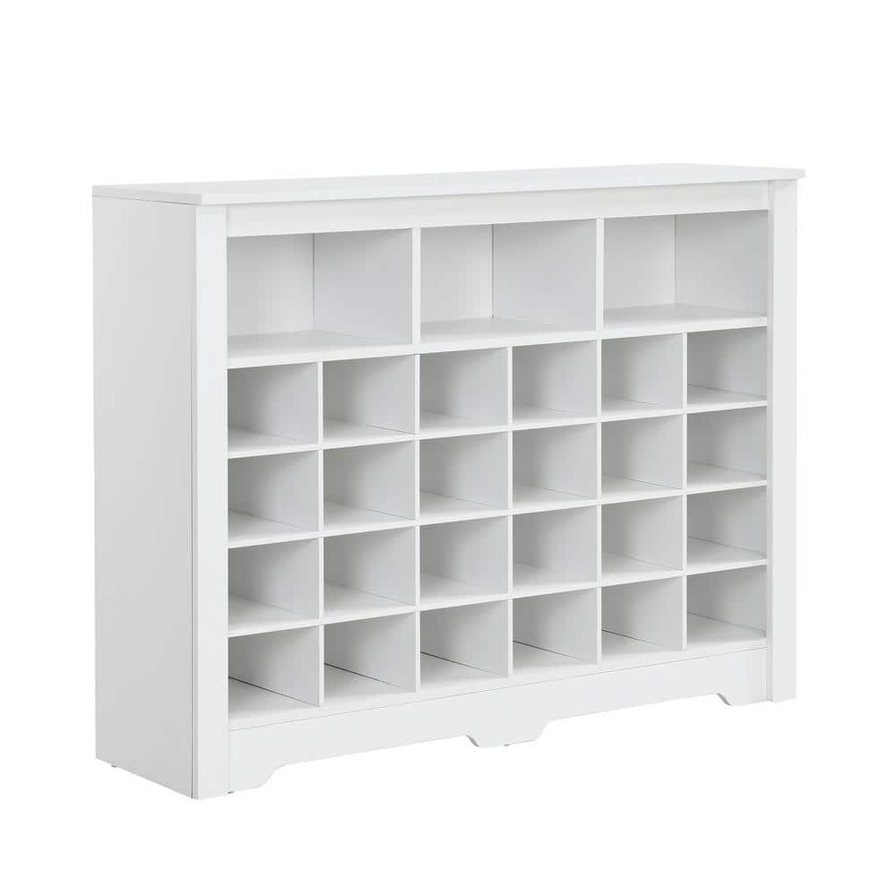 45.2 in. W x 12.9 in. D x 35 in. H White Linen Cabinet Shoe Cabinet ...