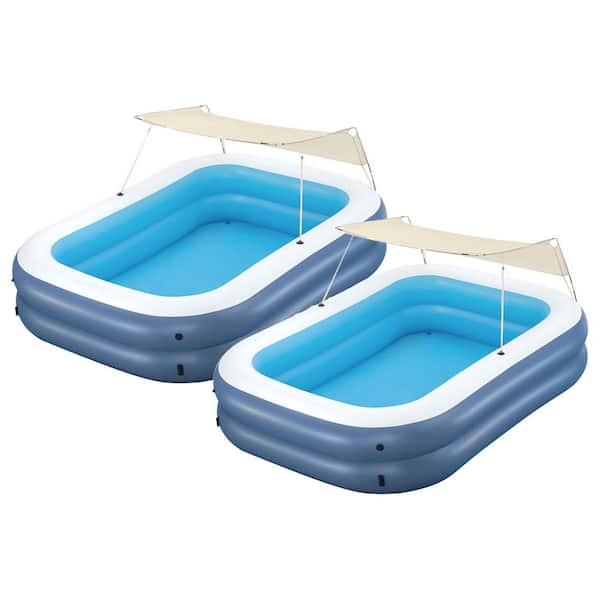 H2OGO! 8 ft. 4 in. x 70 in. Rectangle Summer Bliss Shade Inflatable Family Pool, 2-Pack