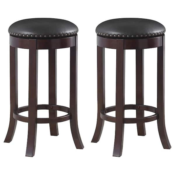 Coaster 29 In H Brownblack Swivel Backless Bar Stool Set Of 2 101060 The Home Depot 8941