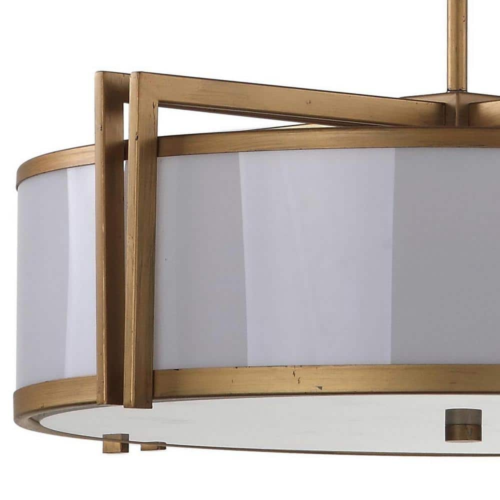 Elegant Contemporary 21" Gold and Gray Drum Pendant Light