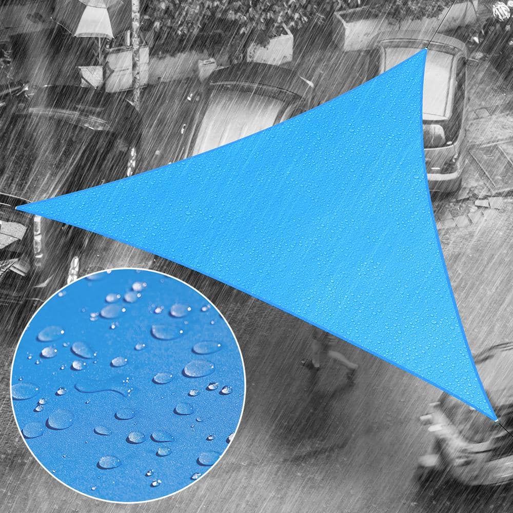 Blue Waterproof 16' Triangle Shade Sail for Patio