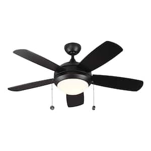 Discus Classic 44 in. Modern Integrated LED Indoor Matte Black Ceiling Fan with Black Blades and 3000K Light Kit