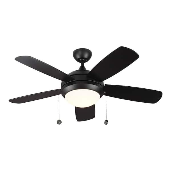Generation Lighting Discus Classic 44 in. Modern Integrated LED Indoor Matte Black Ceiling Fan with Black Blades and 3000K Light Kit
