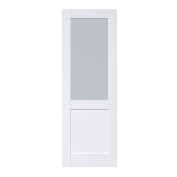 ARK DESIGN 28 in. x 96 in. 1/2 Lite Tempered Frosted Glass White Primed Solid Core MDF Interior Door Slab