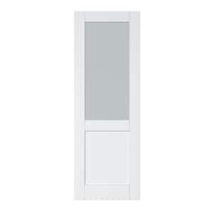 28 in. x 96 in. 1/2 Lite Tempered Frosted Glass White Primed Solid Core MDF Interior Door Slab