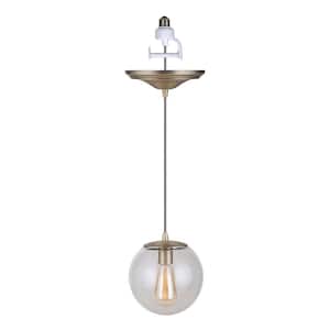 Instant Pendant 1-Light Recessed Light Conversion Kit Brushed Brass Clear Globe Shade