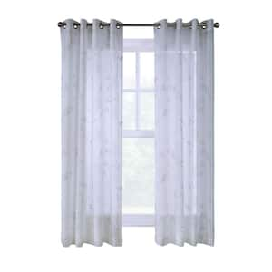 Giardino White Polyester Faux Linen 52 in. W x 95 in. L Grommet Indoor Light Filtering Curtain (Single Panel)