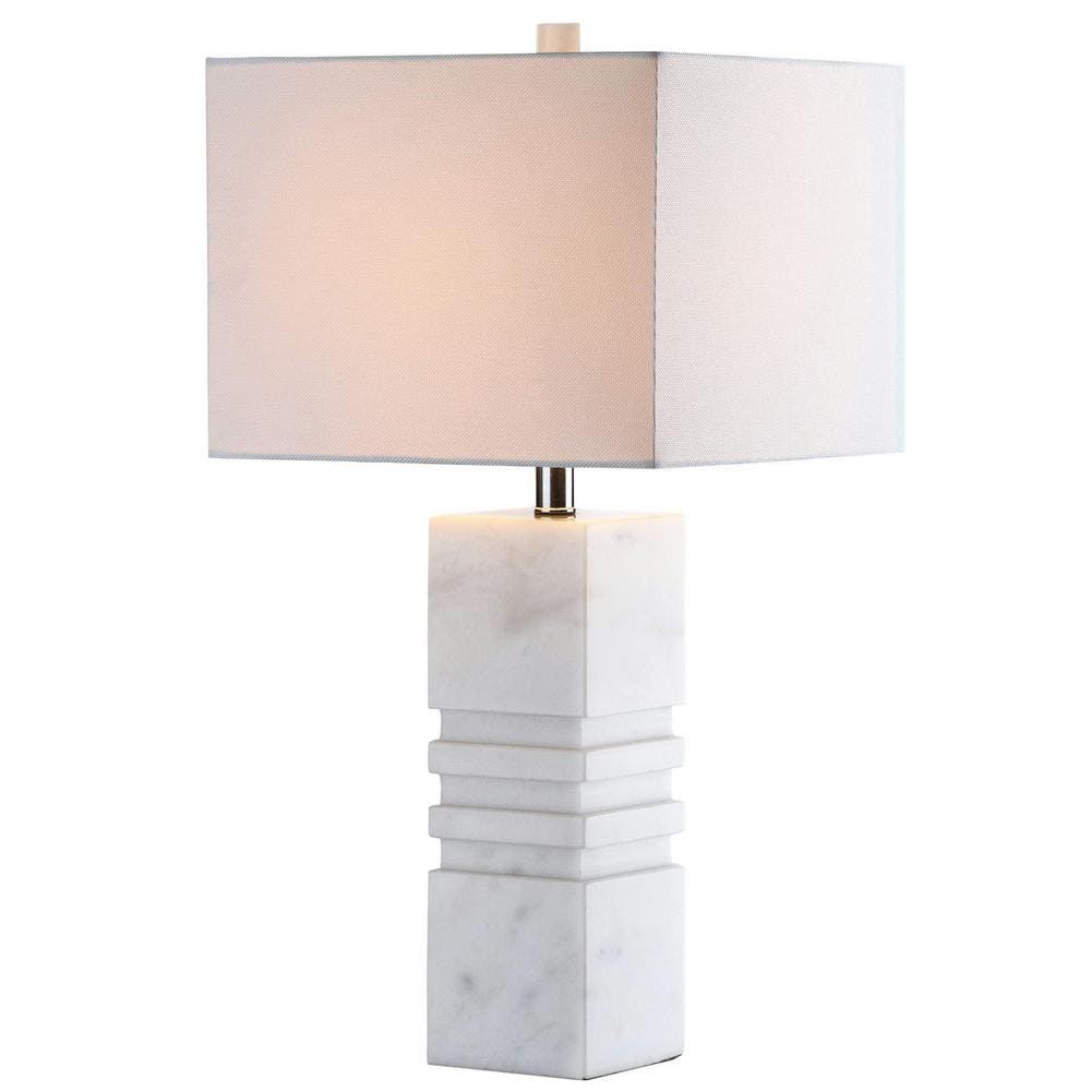 Mykonos Inspired Contemporary 18.25" White and Black Marble Desk Lamp