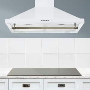 Vintage Series 30 in. 440 CFM Convertible Wall Pyramid Range Hood with LED Lights and Decorative Bar in White