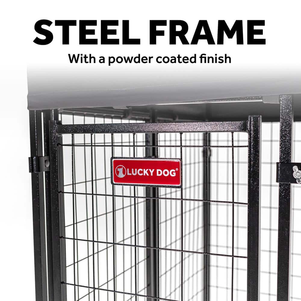 Gray Steel Frame Dog Kennel with Waterproof Canopy Roof