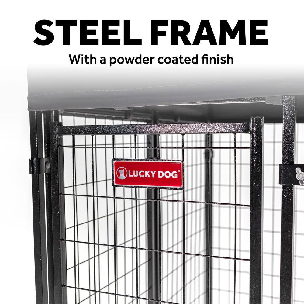 Black Powder Coat Steel Frame Outdoor Dog Kennel with Waterproof Canopy