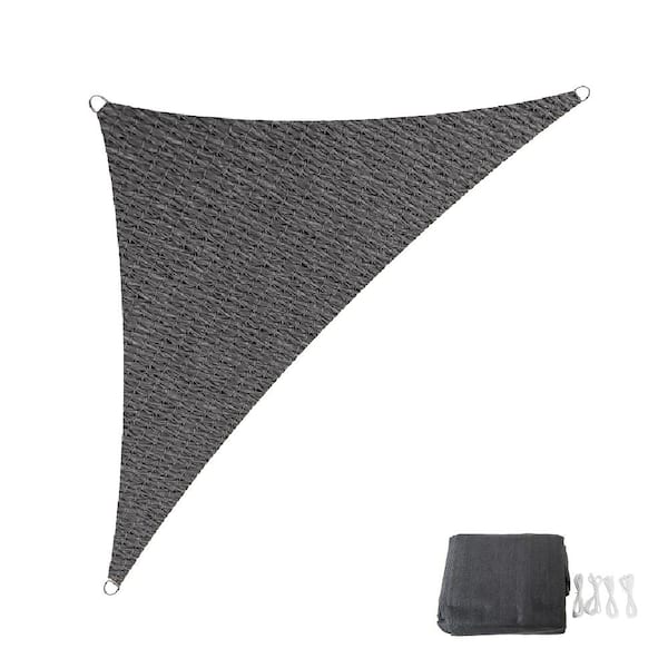LAUREL CANYON 12 ft. x 12 ft. x 17 ft. 185 GSM HDPE Gray Equilateral Triangle Sun Shade Sail Screen Canopy with Ropes
