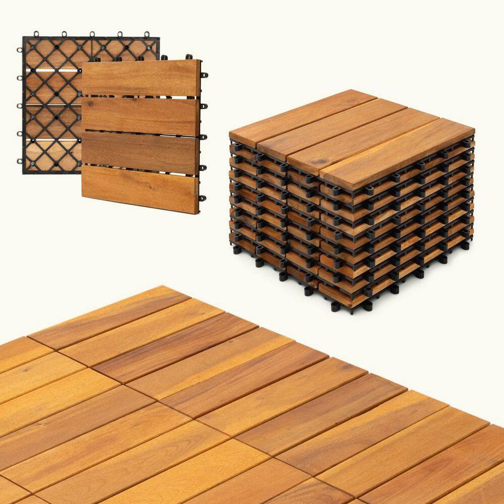 0.98 ft. x 0.98 ft. Quick Deck 4 Slats Solid Acacia Wood Interlocking Deck Tile in Teak Brown (25.93 sq. ft. per Box) price history on PriceWatchPro