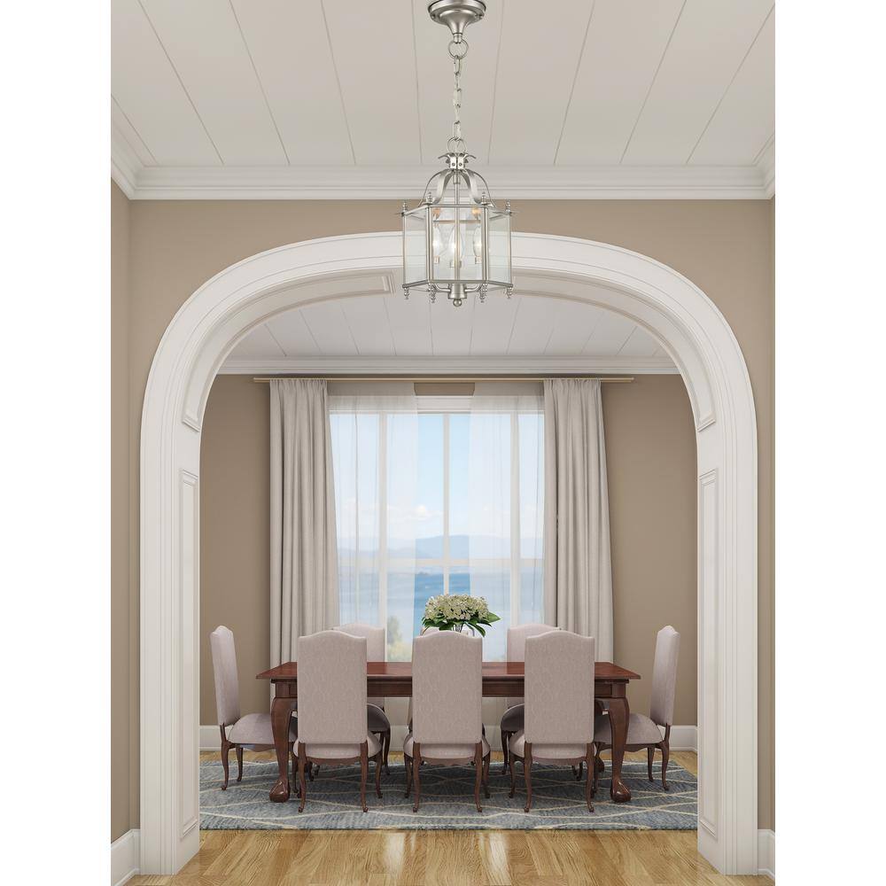 Elegant Brushed Nickel 3-Light Chandelier with Clear Beveled Glass